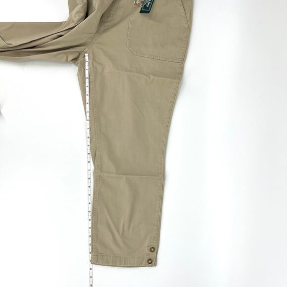 L.L. Bean Cotton Spandex Cropped Khaki Tan Pants Size 16 NWT - Picture 6 of 10